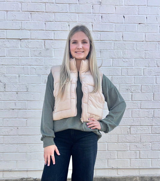 Tan crop vest