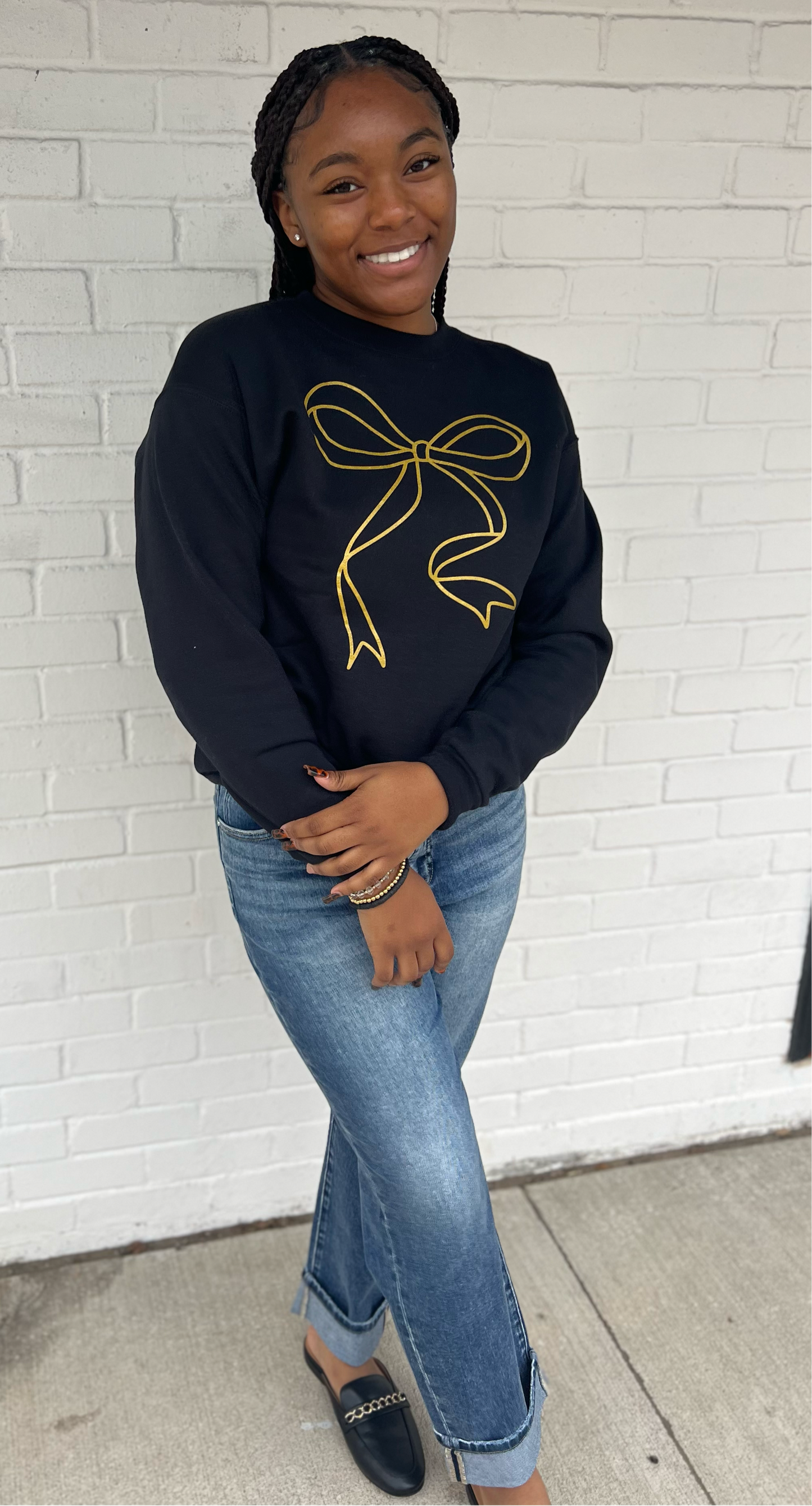 Black and Gold Bow Crewneck