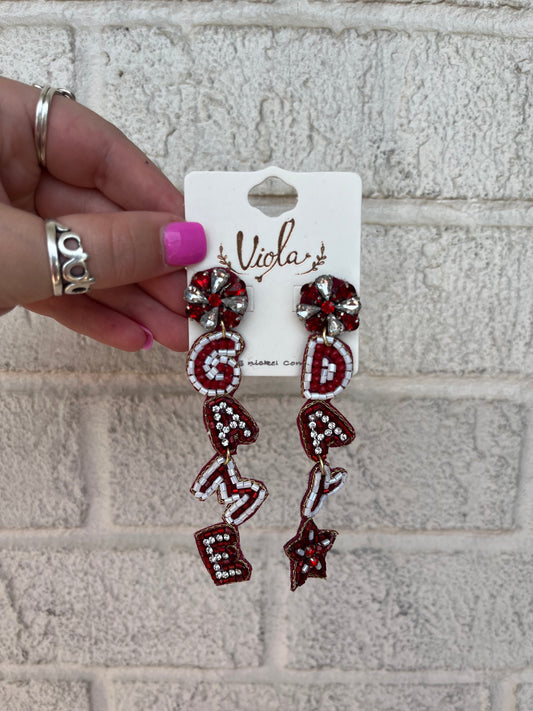 Maroon gameday earrings