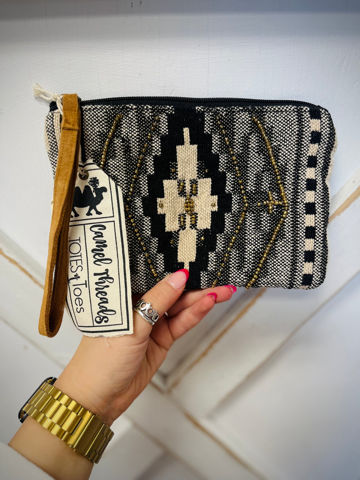 Camel thread wristlet/bag