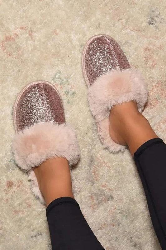 Pink glitter slippers