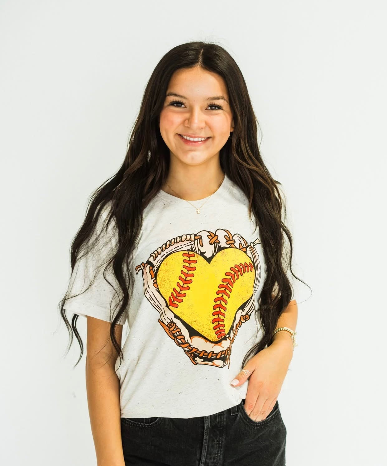 Softball heart tee