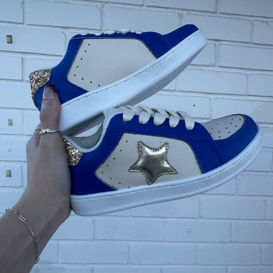 Kids Blue and Gold Star Shoes