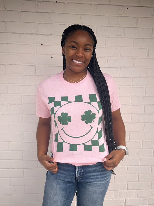 Checkered Smiley Face Tee